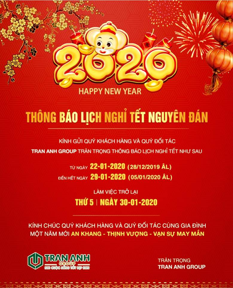 Trần Anh Group thông báo lịch nghỉ tết Nguyên Đán 2020