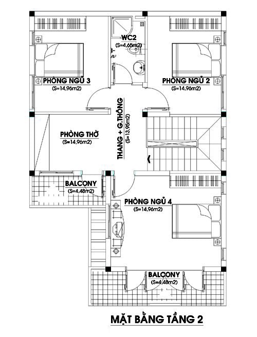 mẫu thiết kế nhà vườn 2 tầng đẹp mái thái-12