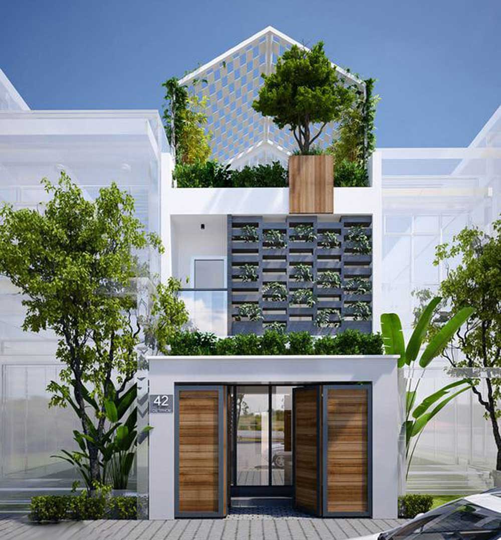 mẫu thiết kế nhà vườn đẹp 2 tầng mái bằng-19