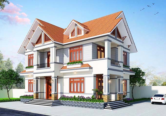 Nhà 2 tầng 160m2 đẹp mái thái - 2