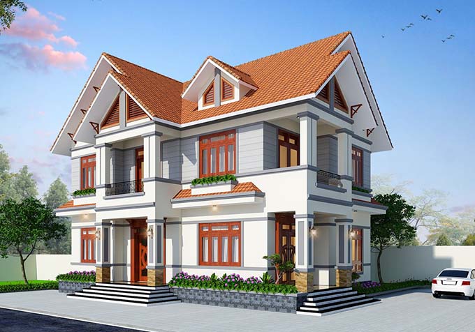 Nhà đẹp 2 tầng 120m2 mái thái - 1