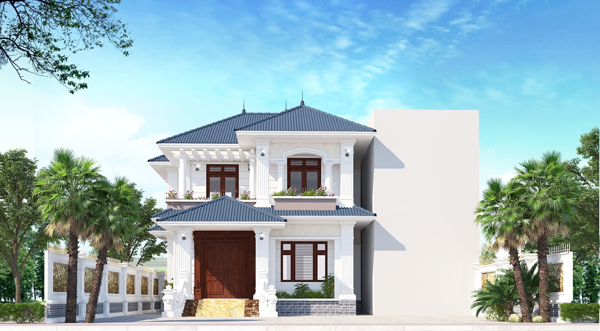 mẫu nhà 2 tầng đẹp 70m2 5