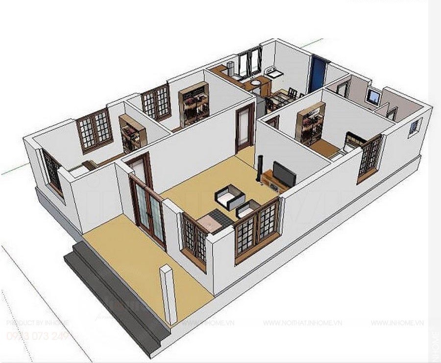 Top mẫu nhà cấp 4 mái thái 3 phòng ngủ đẹp hiện đại 2022