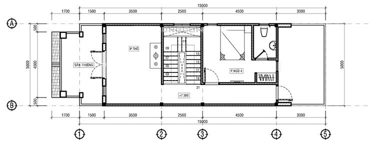 Nhà 6x15m có 4 phòng ngủ 3