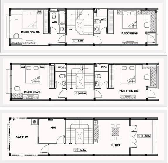 Nhà 6x15m có 4 phòng ngủ 6