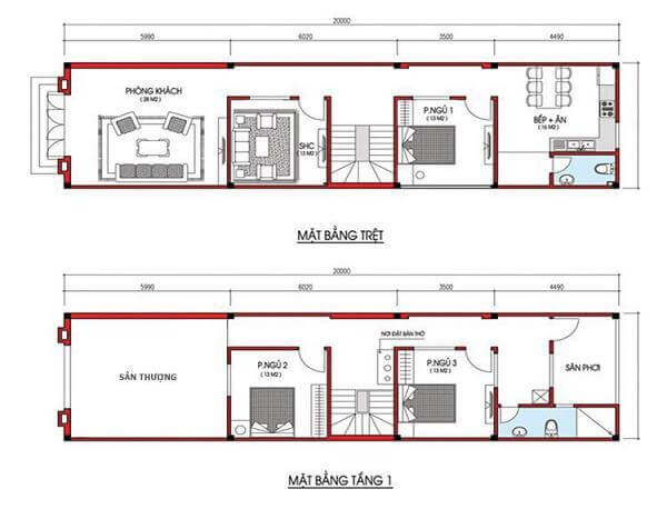 Bản vẽ nhà 5x20m 1