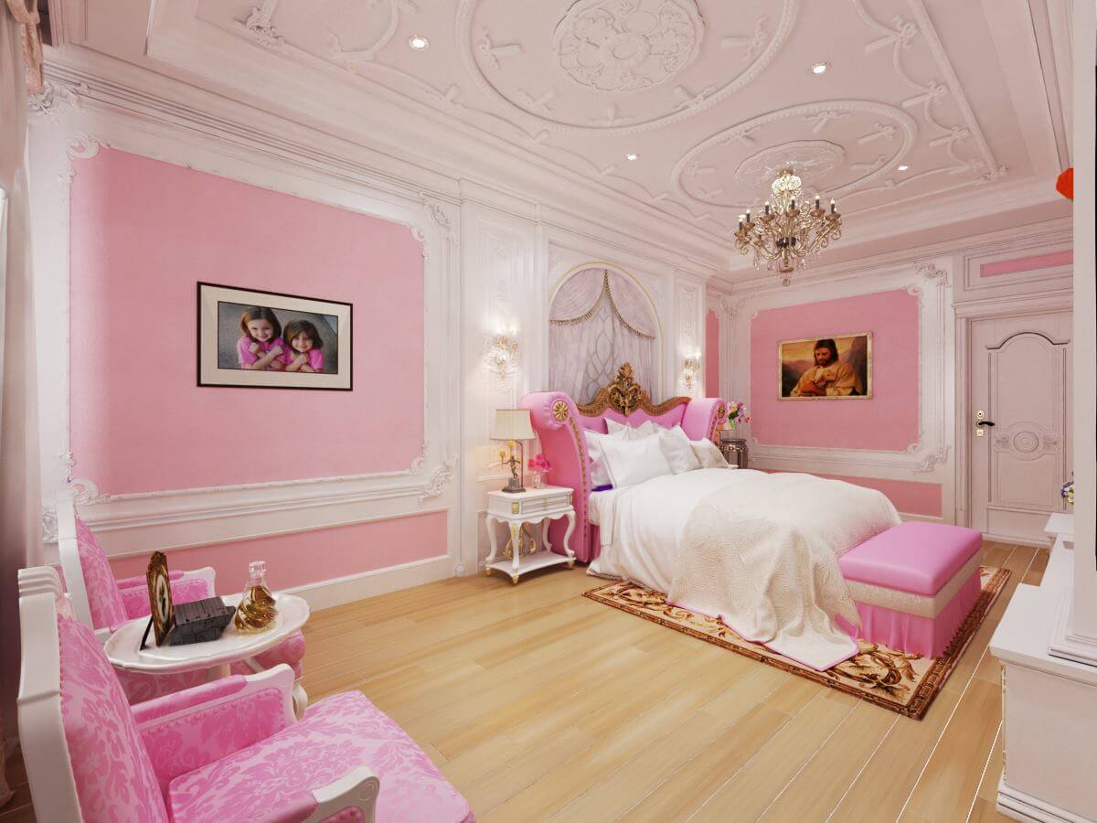 Mẫu phòng ngủ sơn phào chỉ trần nhà đẹp 2