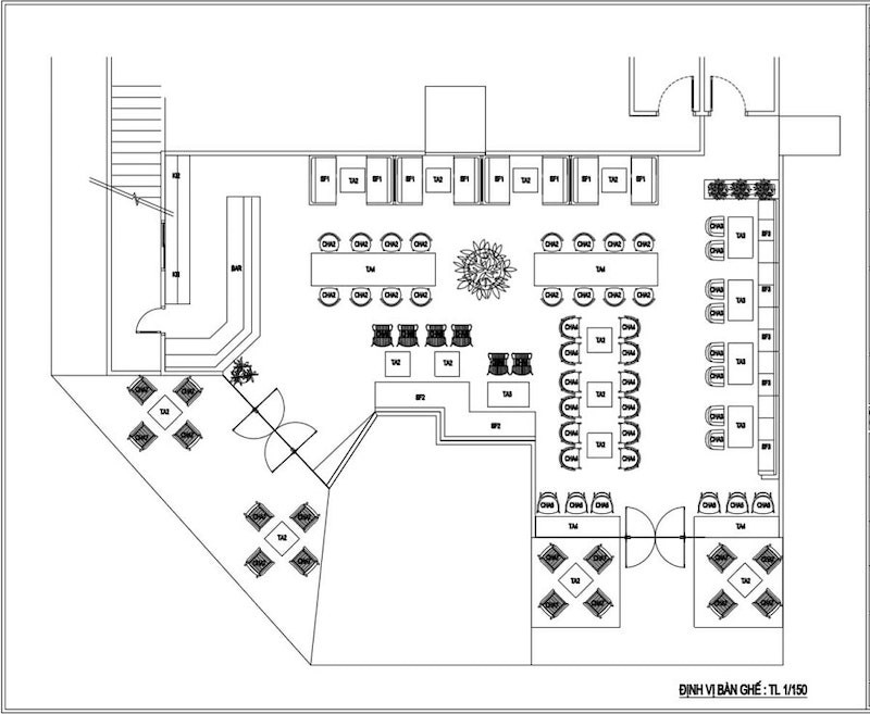 Bản vẽ thiết kế quán cafe sân vườn 4