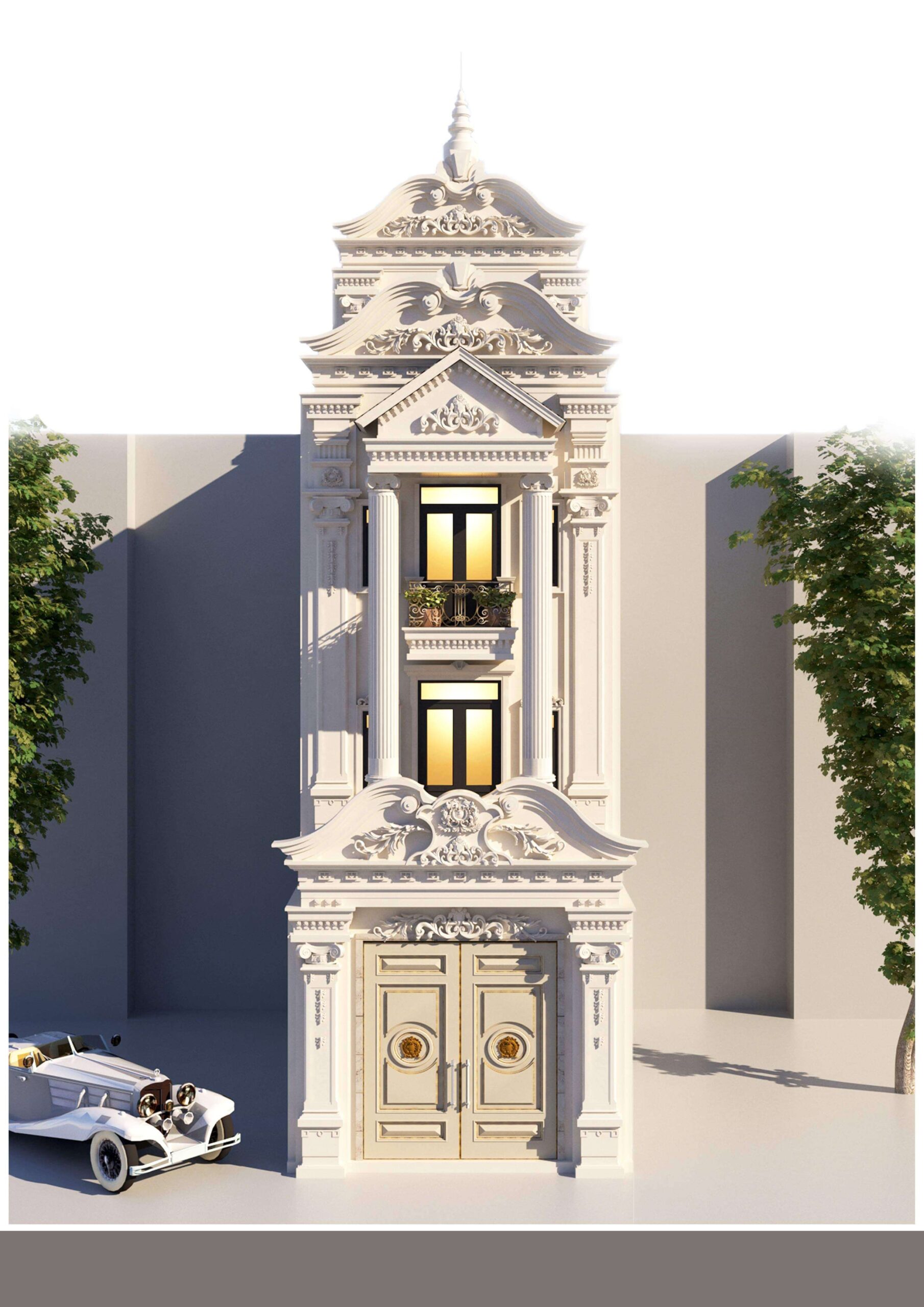 Mẫu thiết kế nhà cổ điển đẹp phong cách kiến trúc Pháp 2023
