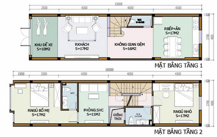 Mẫu bản vẽ nhà mặt tiền 6m 2 tầng-2