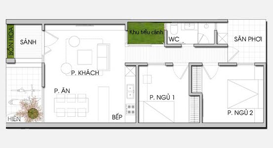 mẫu bản vẽ nhà 6m mặt tiền 1 tầng-1