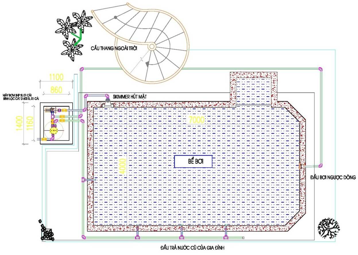 Bản vẽ thiết kế bể bơi gia đình 3