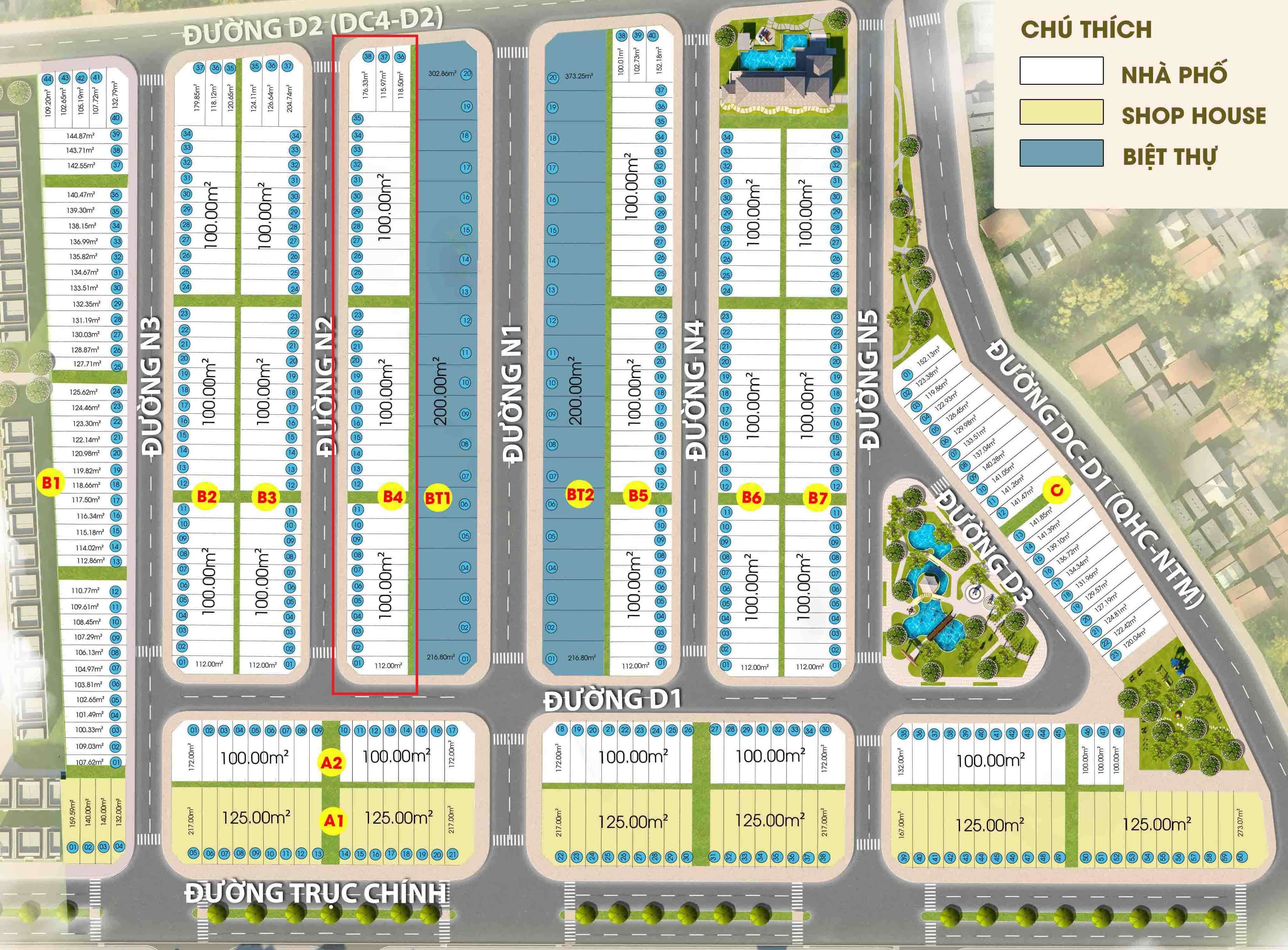 Vị trí nhà phố Phúc An Ashita block B4