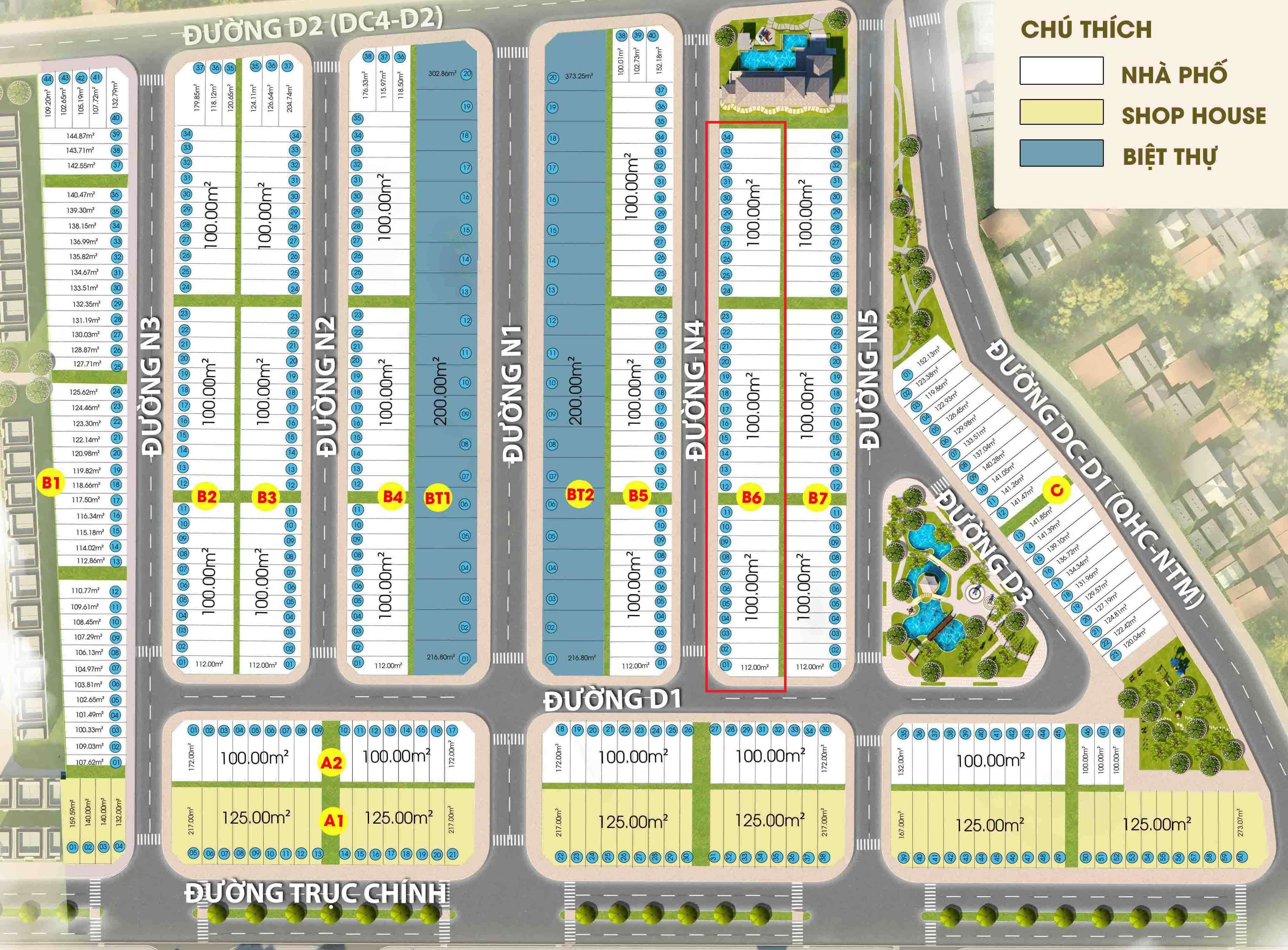 Vị trí nhà phố Phúc An Ashita block B6