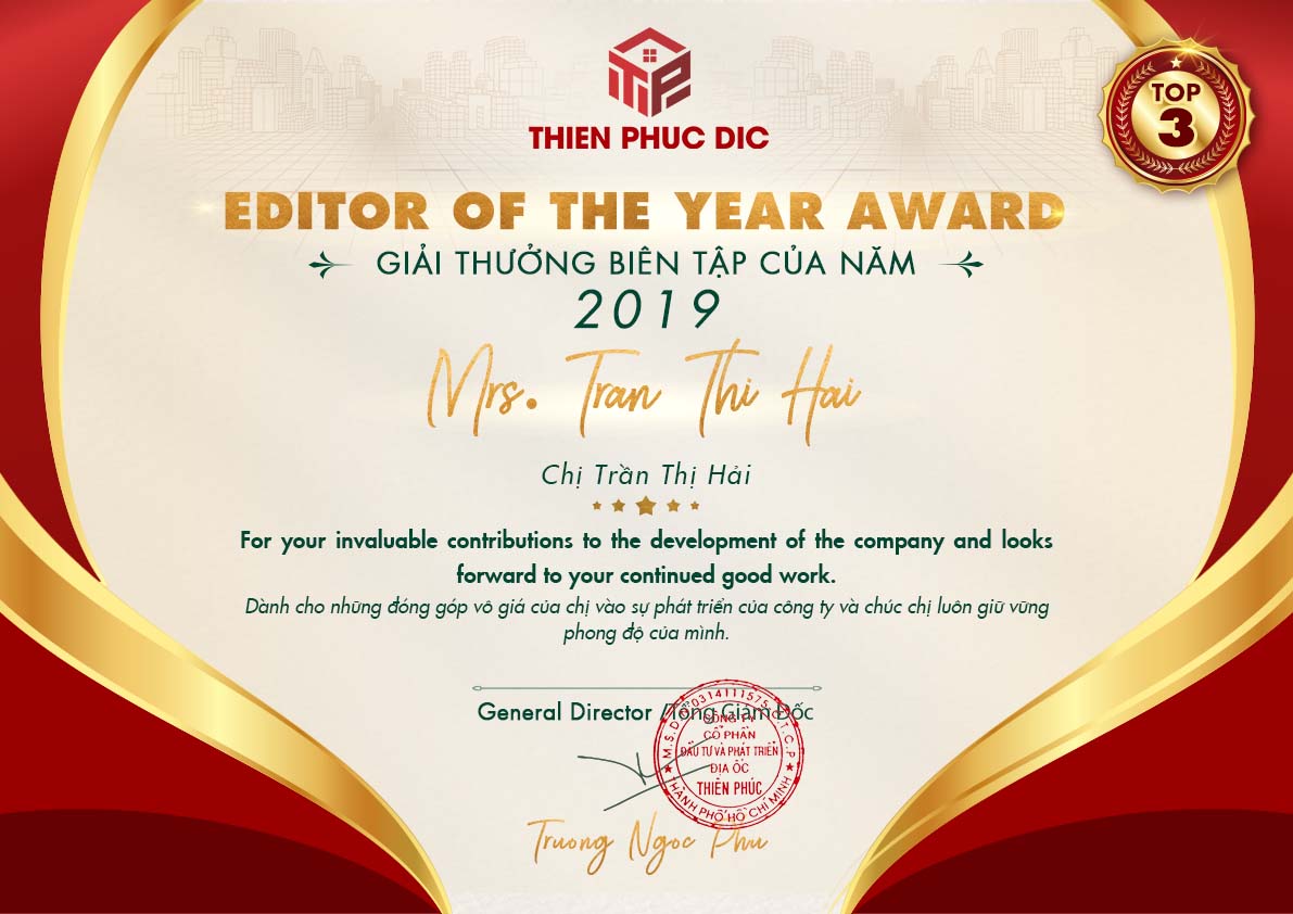 Giải thưởng biên tập 2019-Hải Trần